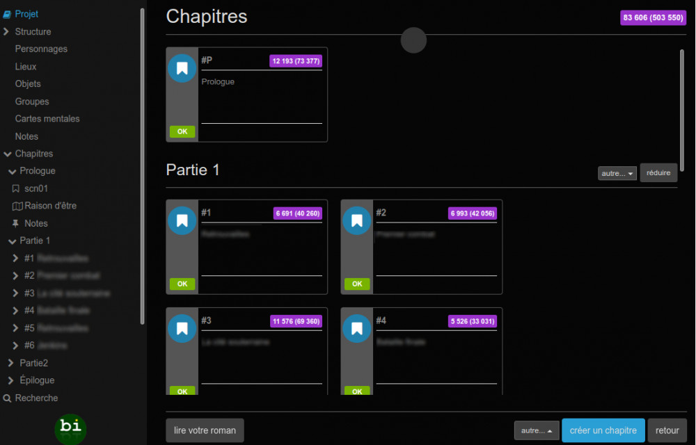 Copie écran de Bibisco