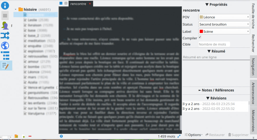 Copie écran Manuskript